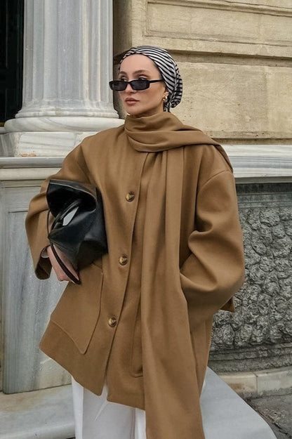 British-style Wool Midi Oversized Coat