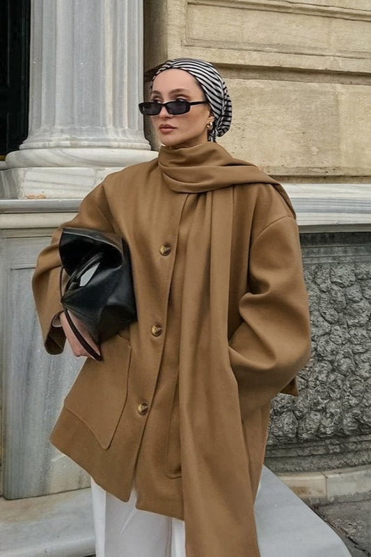 British-style Wool Midi Oversized Coat