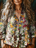 Women's Vintage Floral Print Casual Shirt elevenforest