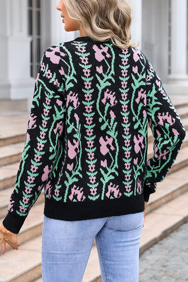 Fashionable Knitted Crew Neck Sweater