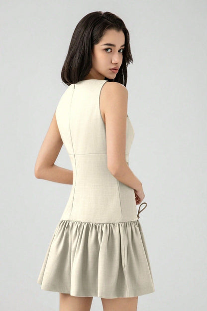 Color Bow Sleeveless Mini Dress