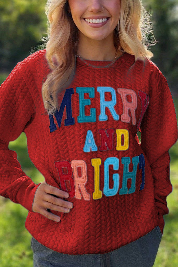 Christmas Letter Print Loose Long-sleeved Sweatshirt