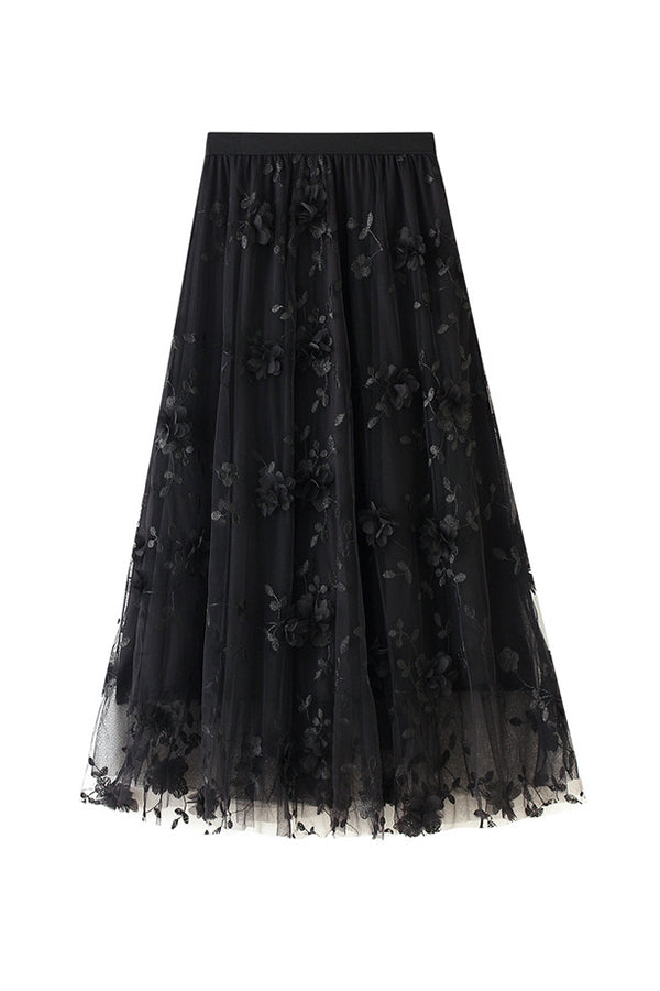 Mesh Embroidery Heavy Industry Skirt Large Size Gauze Skirt