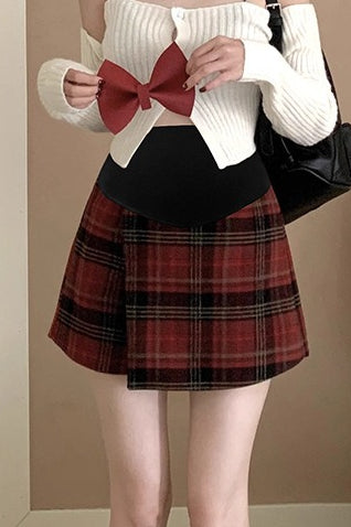 Red Plaid A-line Skirt