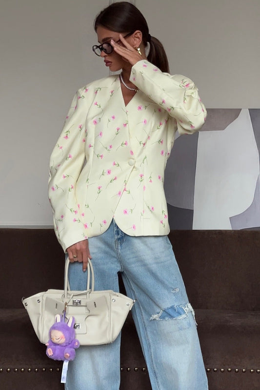 V-neck Loose Blazer Coat