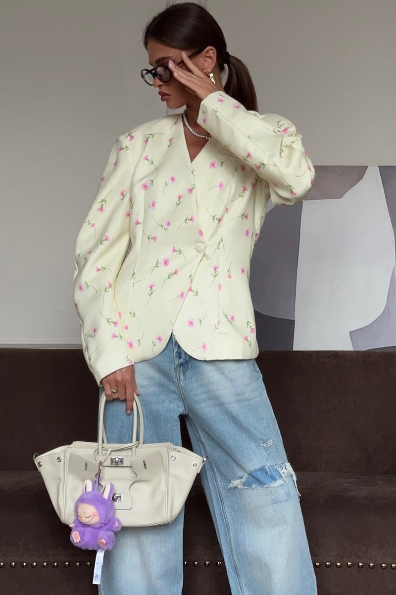 V-neck Loose Blazer Coat