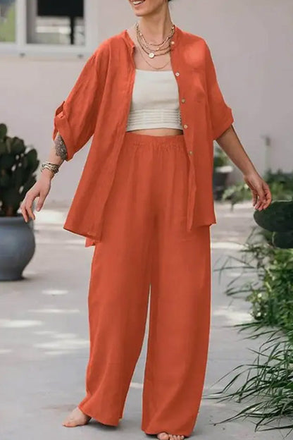 Loose Color Shirt Pants Set