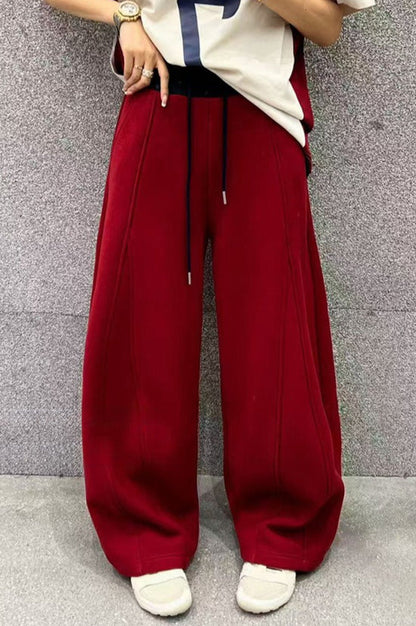 Color Fluid Wide Leg Fleece Sweat Pants