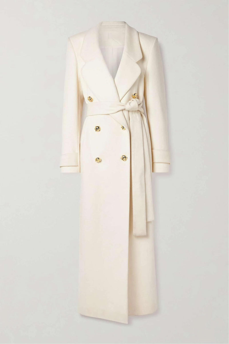 Metal Button Woolen Long Sleeve Coat