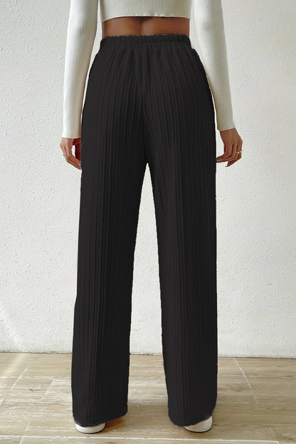 Elastic High Waist Straight Leg Knit Pants