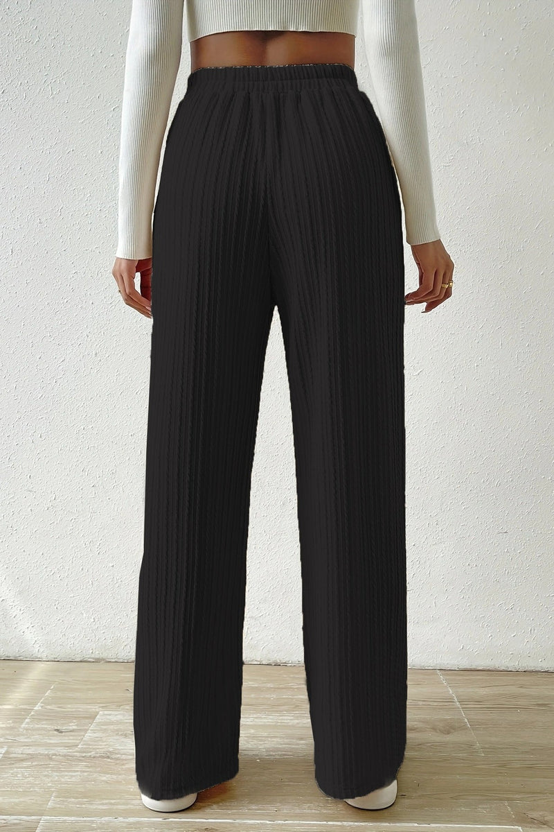 Elastic High Waist Straight Leg Knit Pants