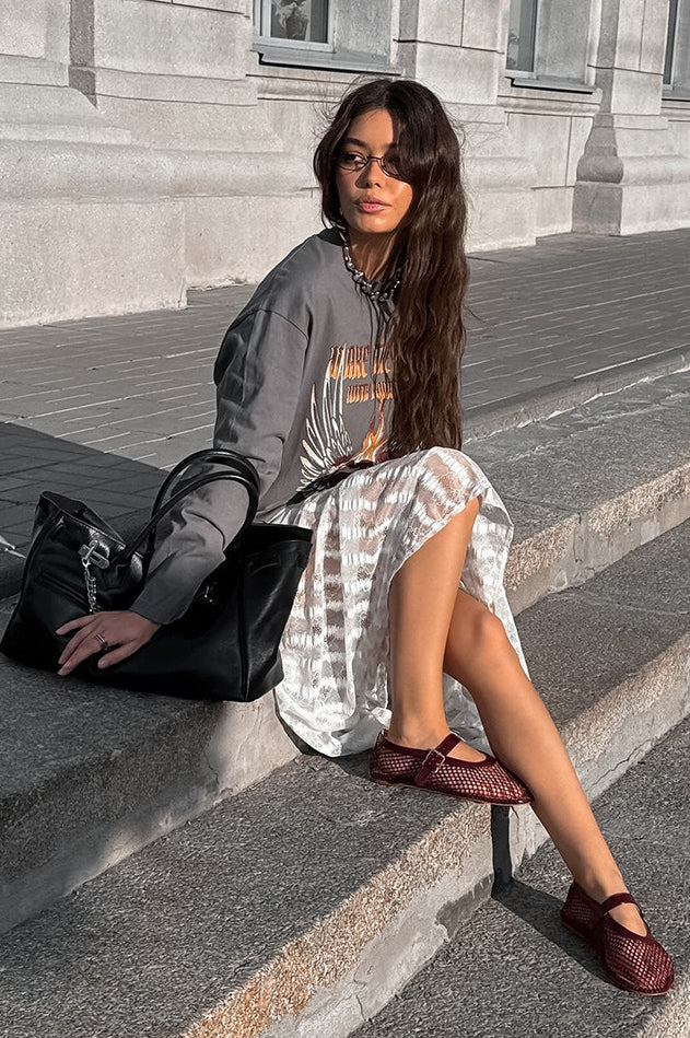 Lace Hollow Midi Skirt