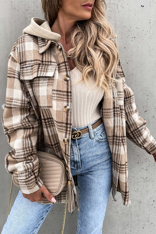 Street Style Plaid Hooded Coat