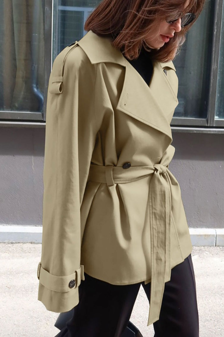 Loose Notch Collar Waist-tied Designers Trench Coat