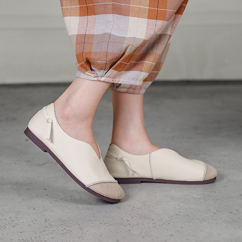 Spring Summer Retro Leather Flat Loafers