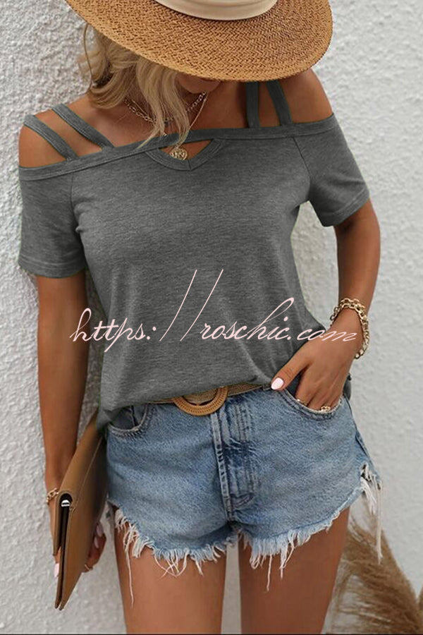Color Cold Shoulder T-shirt