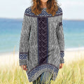 Women's Irish Celtic Knotted Shamrock Contrast Jacquard Sweater Dress artswardrobe