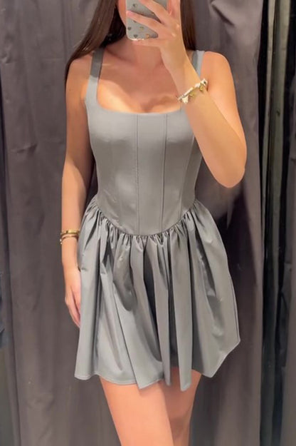 Velvet Square Neck Slim Fit Mini Dress