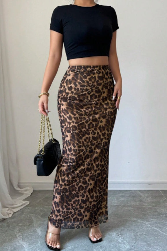 Mesh High Waist Split Skirt