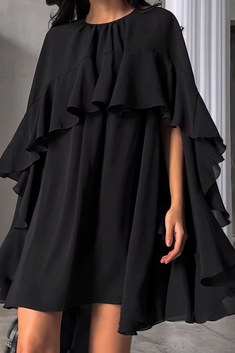 Ruffle Cape Half Sleeve Mini Dress