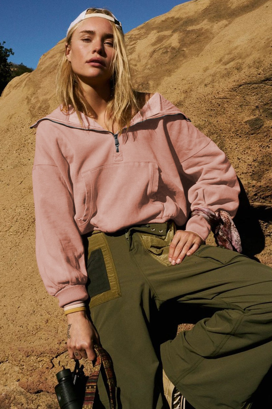 Sporty Drawcord Cropped Sweatshirt