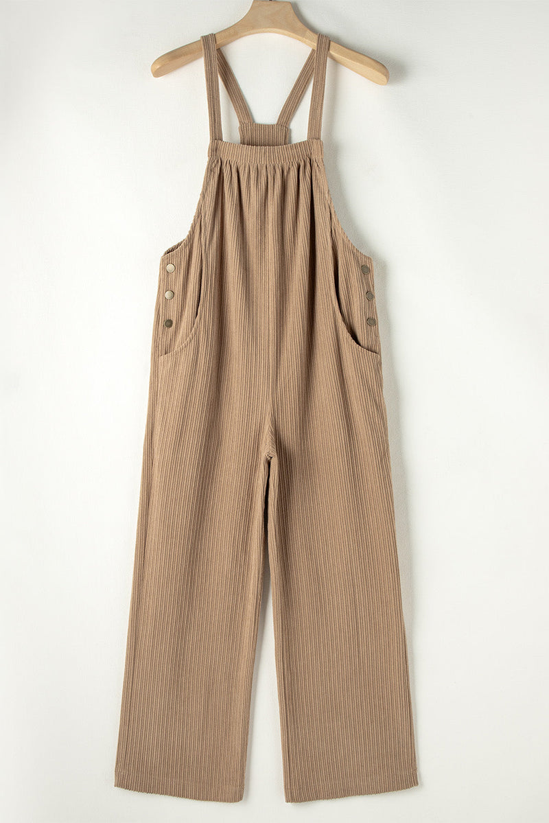 Color Pocketed Corduroy Overall