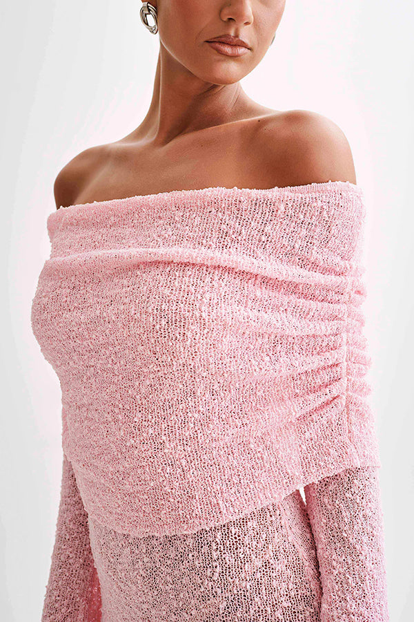 Fashionable and Off-shoulder Long-sleeved Mini Dress