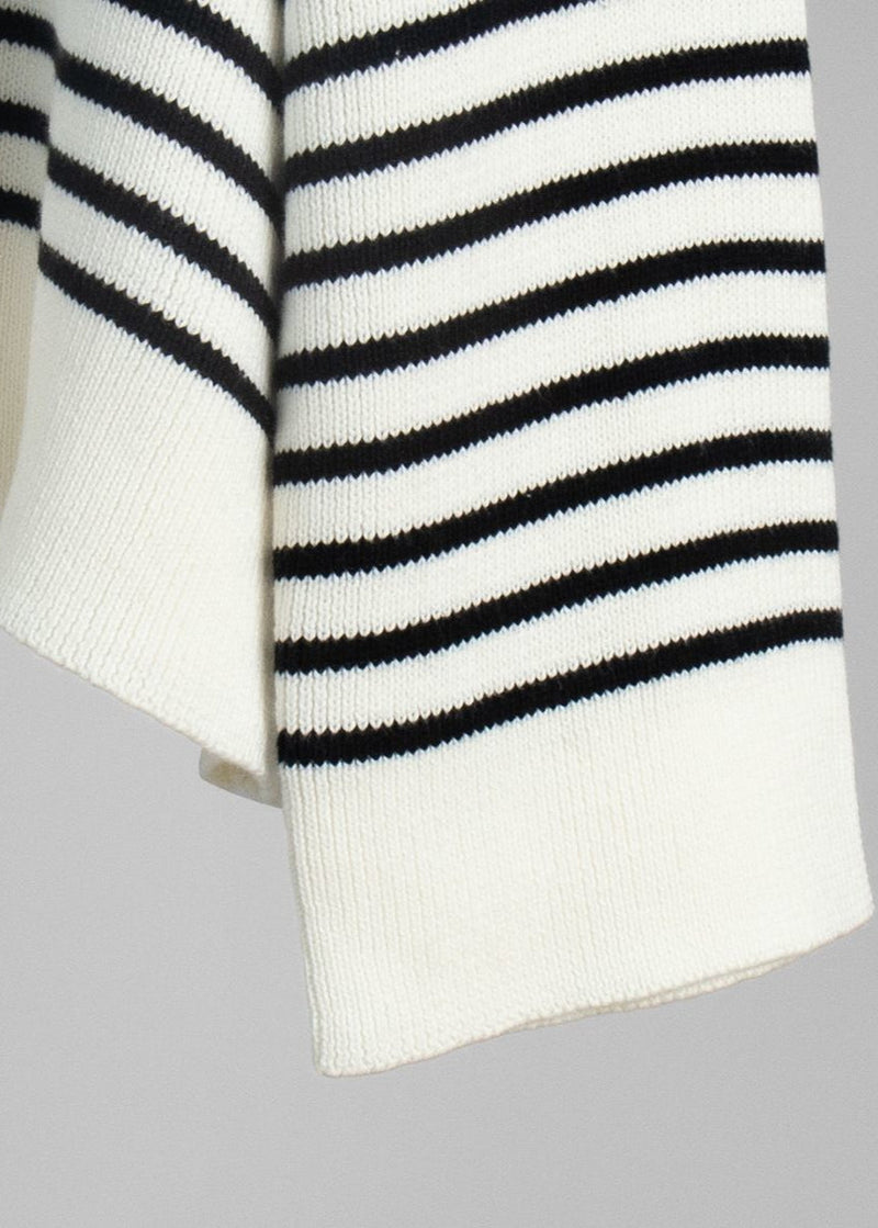 Mariner – Striped V-neck Knit Sweater With Wide Sleeves