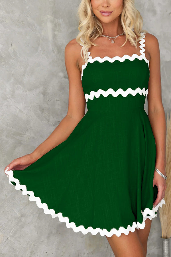 Aimie Color Wavy Lace Suspender Mini Dress