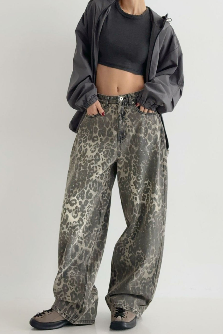 Leopard High Waist Wide Leg Pants