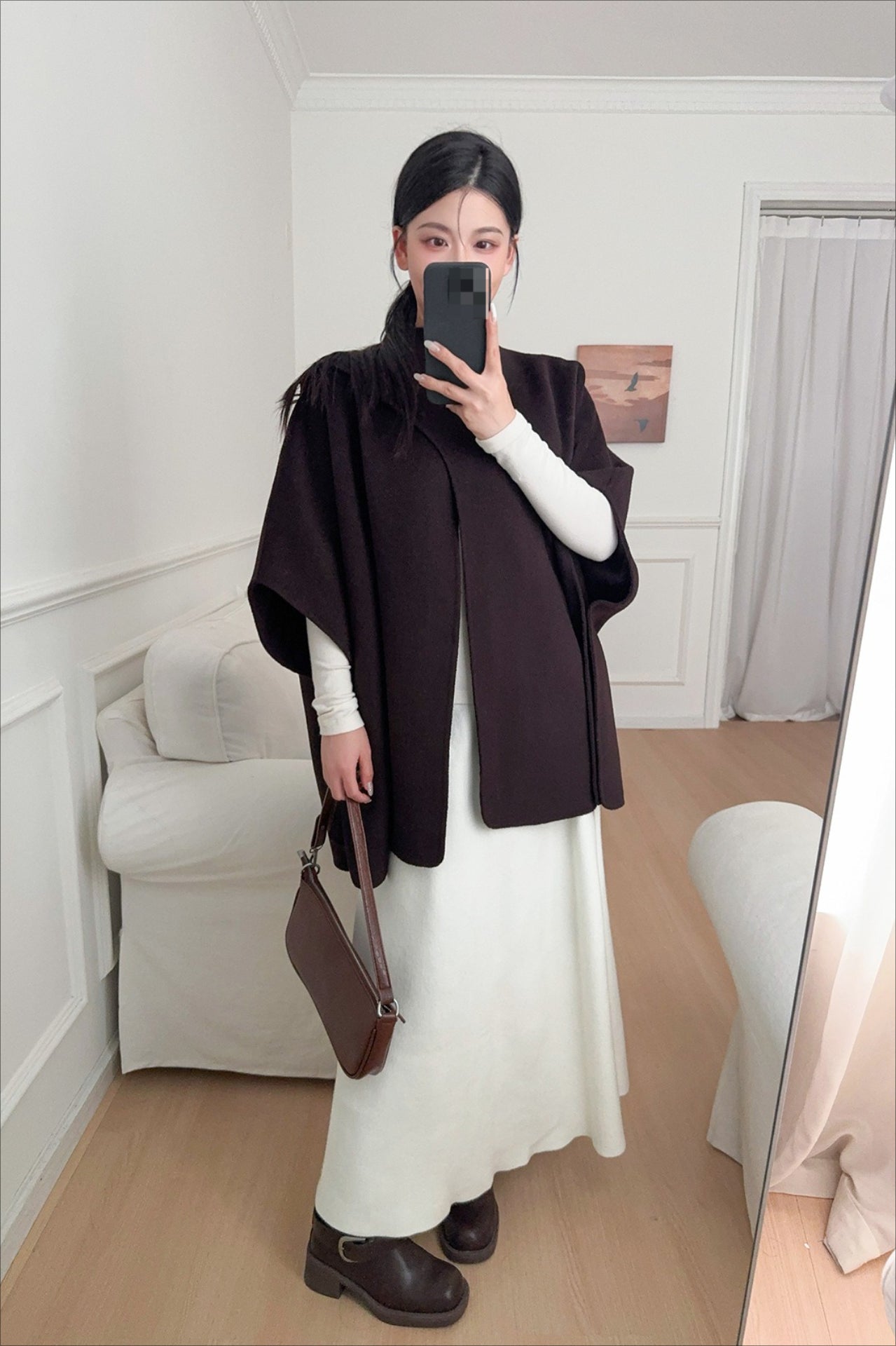 Wool Tencel Scarf Shawl Cape Irregular Coat