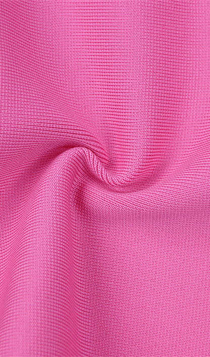 Stretch Long Sleeves Mini Dress in Hyper Pink