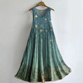 Women's Woods Star Pattern Art Print Sleeveless Cotton Pocket Dress