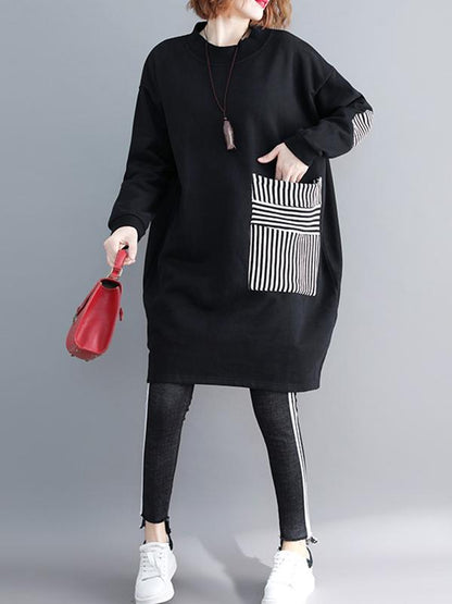 Pocket Long Sweatshirt Short Dress