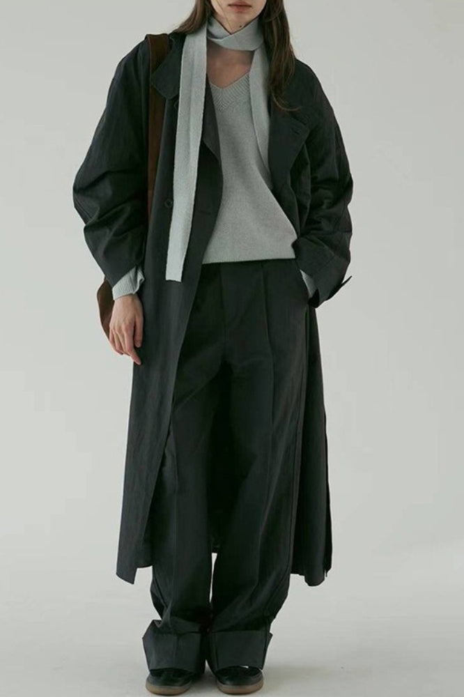 Oversized Stand Collar Long Overcoat