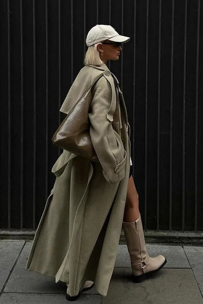 Double Breasted Belted Overcoat