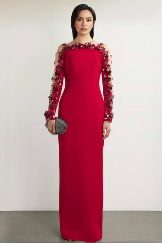 Thety Red 3d Mesh Maxi Dress