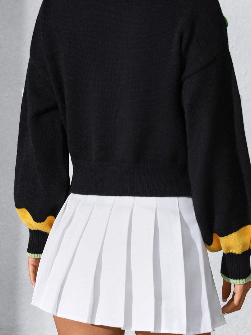 Hand-embroidered Flower Knit Cardigan