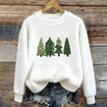 Comstylish Women's Christmas Tree Embroidery Cozy Plush Sweater