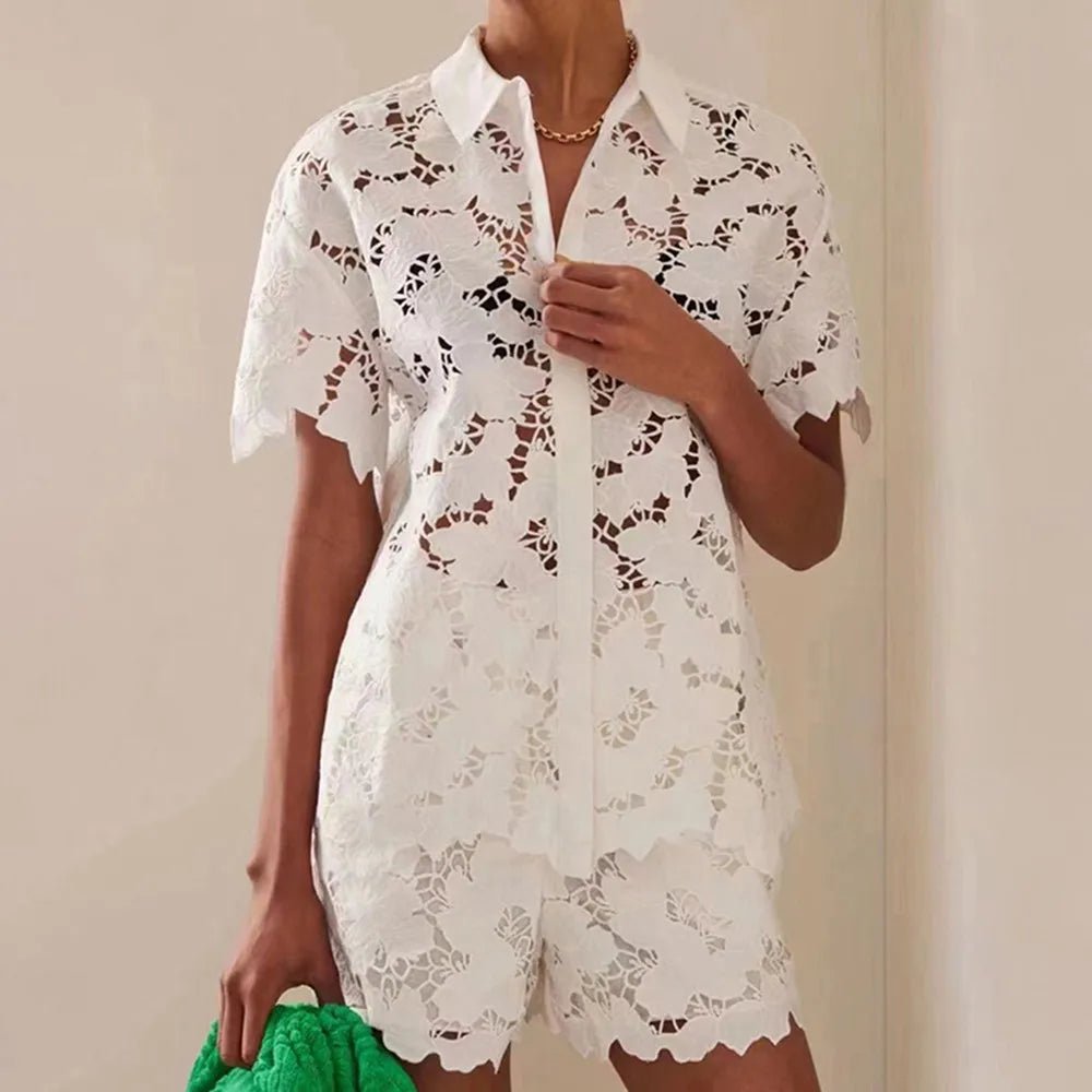 Embroidery Hollow Out Two-piece Set