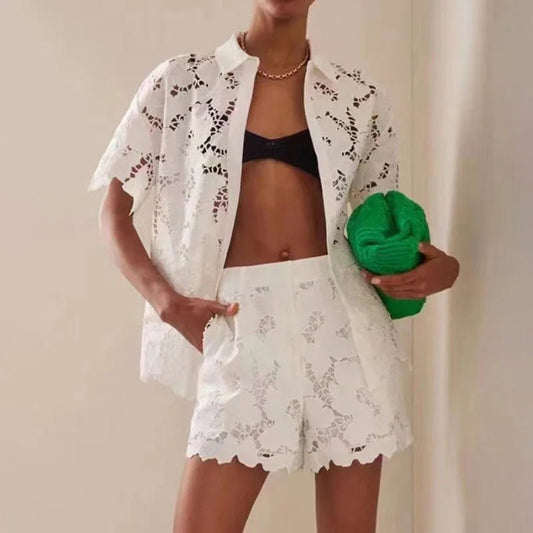 Embroidery Hollow Out Two-piece Set