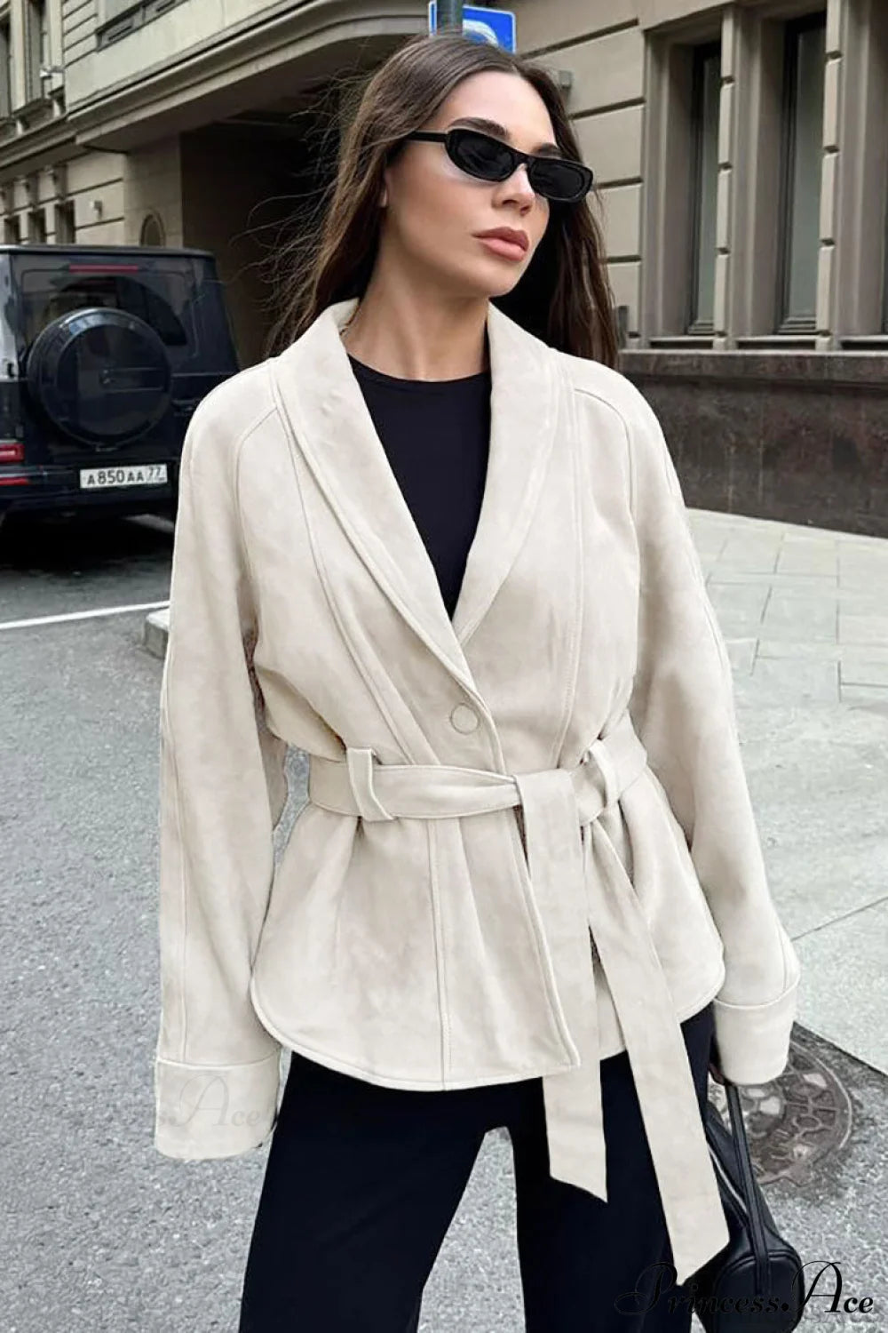 Suede Long Sleeve Jacket Coat