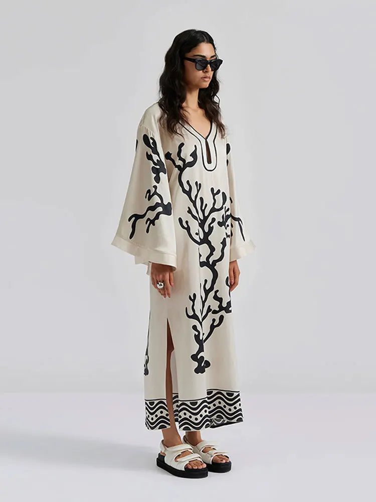V Neck Satin Print Maxi Dress | High Street Dress
