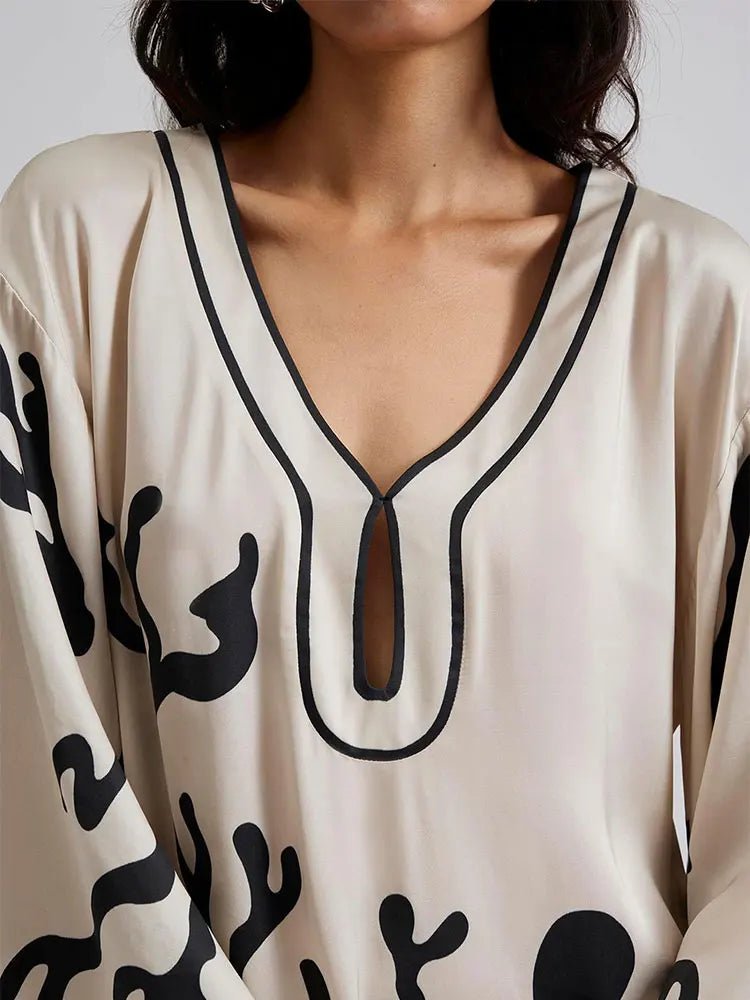 V Neck Satin Print Maxi Dress | High Street Dress
