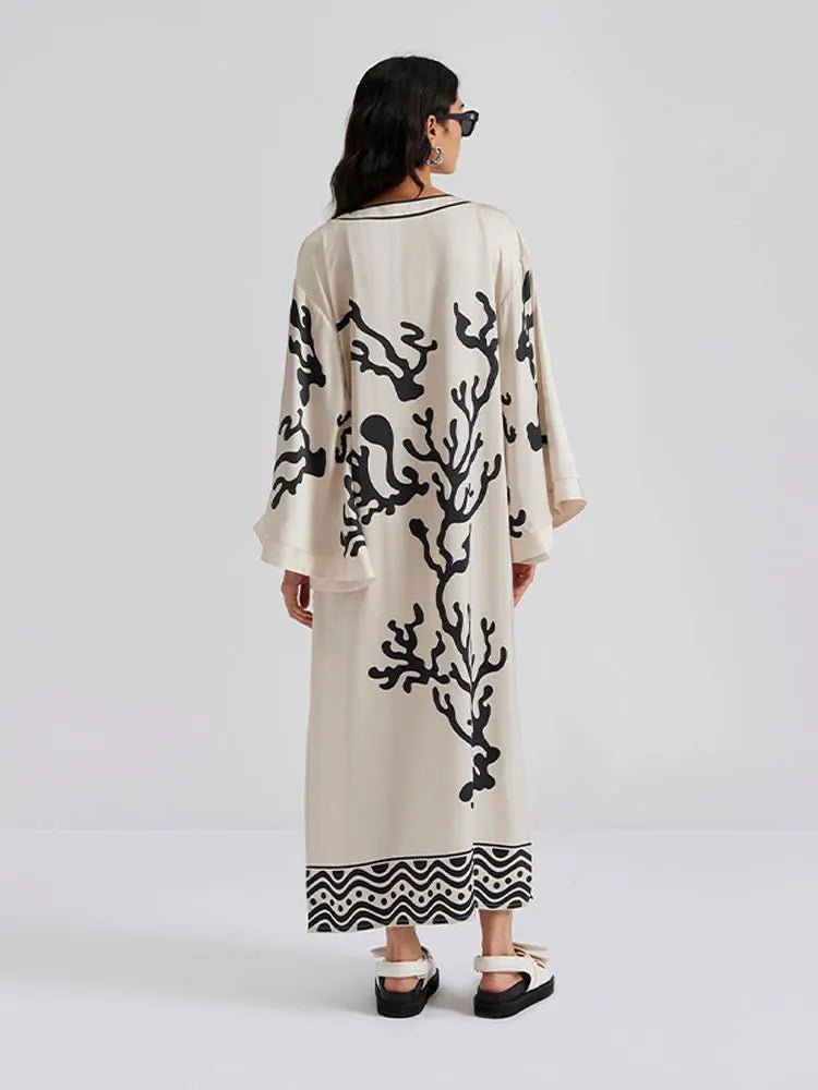 V Neck Satin Print Maxi Dress | High Street Dress