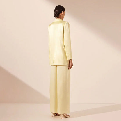 Yellow Satin Pants Suit for