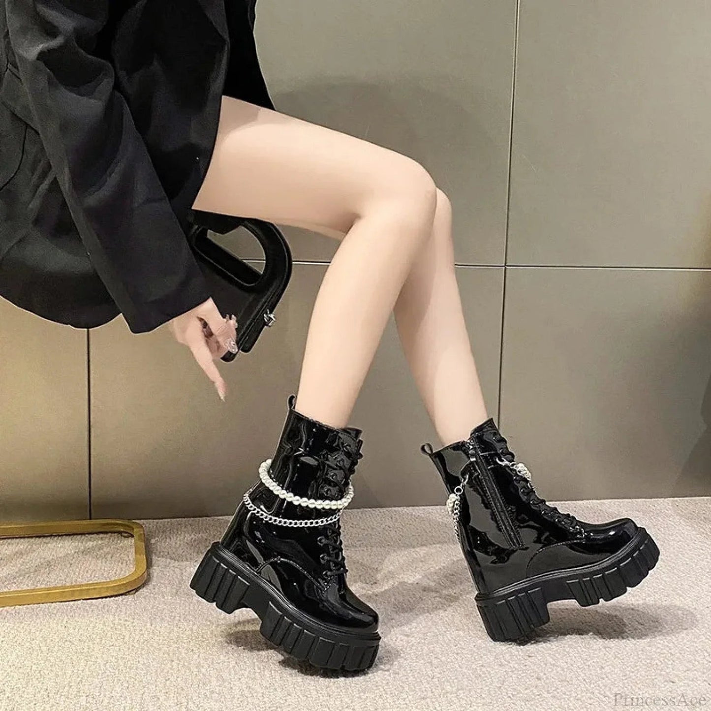Cold Chunky Platform Rebel Gothic Tie Up Boot