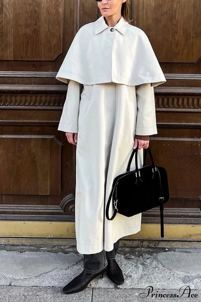 Collar Cape Slim Long Overcoat