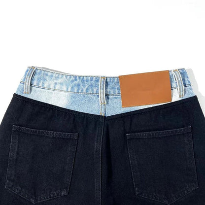 Color Block Denim Pants for
