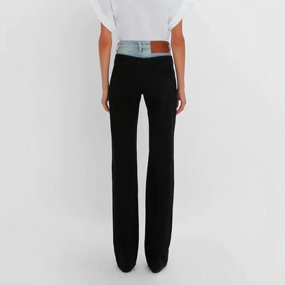 Color Block Denim Pants for